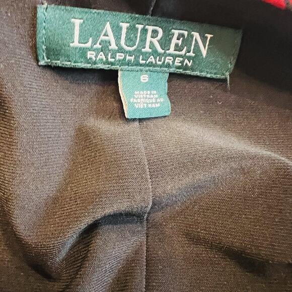 Lauren by Ralph Lauren Women's Red Black Floral Dress Size 6 (A0132) - Picture 5 of 6